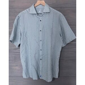 Johnnie-O‎ Tate Featherweight Polo Shirt Mens Medium White Blue GolfLightweight